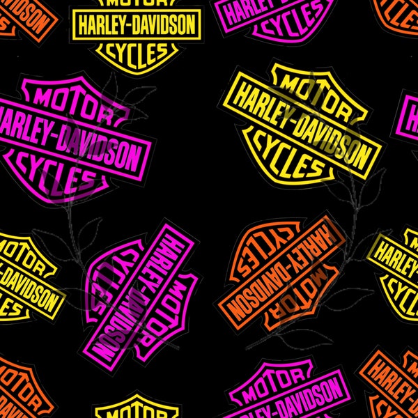 Neon Harley Davidson seamless design