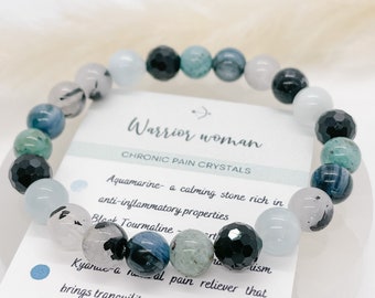 Healing Crystal Bracelet, Pain Healing Crystals, Multi Stone Stretch Bracelet, Beaded Gemstone Chakra Bracelet, Gift for Her, in Canada