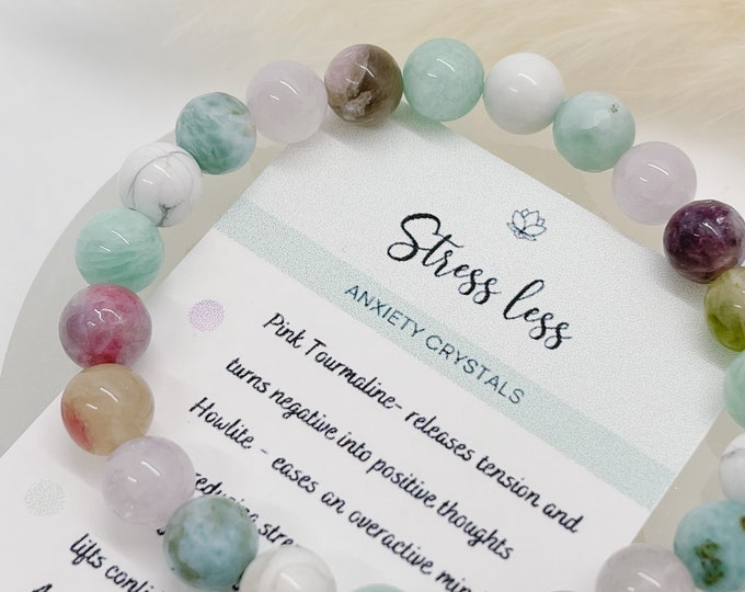 Healing Crystal Bracelet, Anxiety Healing Crystals, Multi Stone Stretch Bracelet, Beaded Gemstone Chakra Bracelet, Gift for Her, in Canada