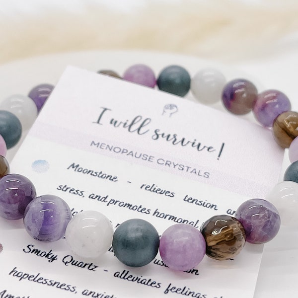 Healing Crystal Bracelet, Menopause Healing Crystals, Multi Stone Stretch Bracelet, Beaded Gemstone Chakra Bracelet, Gift for Her, in Canada