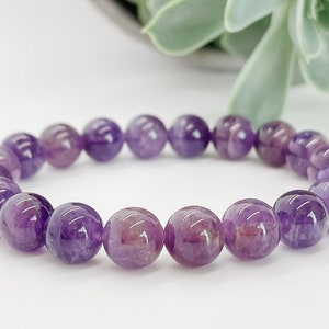 Amethyst Bracelet, Stretch Bracelet, Healing Crystal Bracelet, Canada Gifts, Free Delivery, Gemstone Bracelet, Purple Beaded Bracelet, 10mm