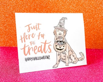 Halloween Greeting Card, Happy Halloween, Golden Retrievers, Holiday Greeting Cards