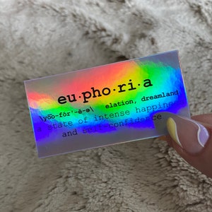 Euphoria Holographic Vinyl Sticker | Euphoria Definition Sticker | Euphoria Aesthetic Decal | Lilac Quote | HBO Show | Holographic Design