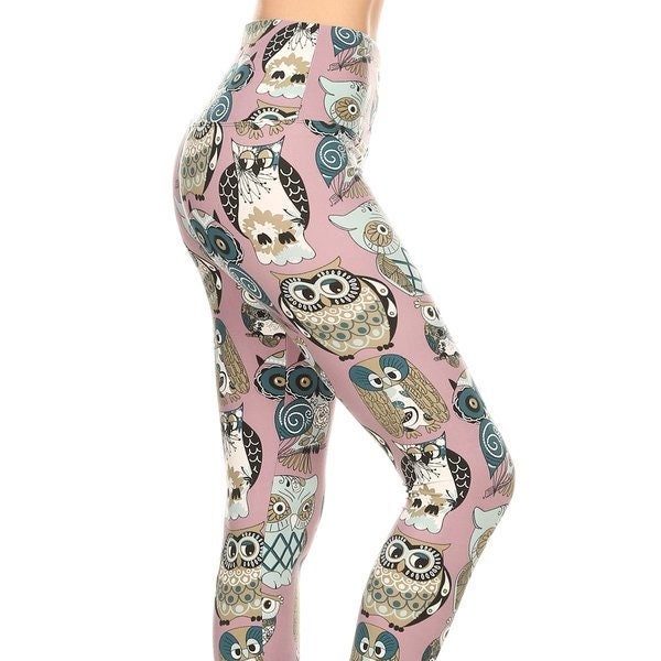 Owl Designer Leggings One Size for woman /High Waist  (740)