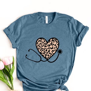 Leopard Nurse Stethoscope Shirt, Nurse Life Shirt,Registered Nurse Shirt, RN Shirts, Nurse Week Shirt, CNA Shirt, Nursing,Nursing School Tee