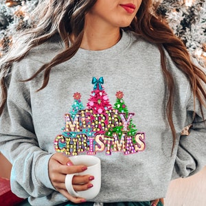 Merry Christmas Shirt, Cute Christmas Family Shirt, Women&#39;s Christmas tree Holiday Shirt, Santa Hat Christmas shirt, Santa Deer Shirt