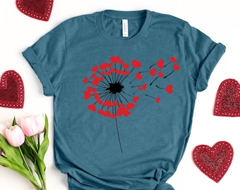 Heart Dandelion Shirt, Valentine's Shirt, Lovers Shirt, LOVE Valentines Y'All Shirt, Cute Valentines Day Shirt, Heart, Happy Valentines