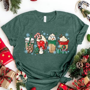 Christmas Coffee Shirt, Peppermint Iced Latte Snowmen Sweets Snow Warm Cozy Winter Women Shirt, Christmas Latte Shirt