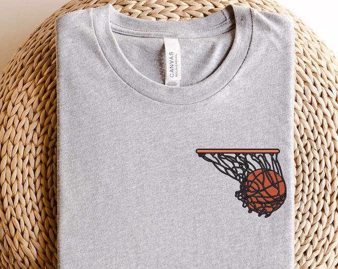 Embroidered Basketball Shirt, Embroidered Basketball Hoop Sweatshirt, Embroidered Game Day Shirt,Basketball Season, Team Basketball