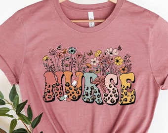 Flower Nurse Shirt, School Nurse Shirt, Nurse Shirt, School Nurse Gift, Nurse Leopard, School Nurse Tee, Nurse Appreciation, Gift For Nurse
