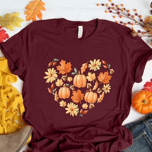 Fall Heart Shirt, Love Fall Y&#39;All Shirt, Pumpkin Fall Shirt, Hello Pumpkin, Fall Vibes, Peace Love Thanksgiving, Family Thanksgiving Shirt