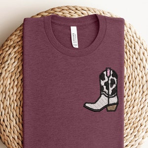 Embroidered Cowgirl Boots Embroidered Shirt, Cowgirl Boots Embroidered Crewneck, Cowboy Boots Embroidered T-Shirt, Cowboy Embroidered Tee