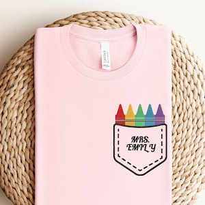 Embroidered Customized Teacher tee, Embroidered Teacher Crayon Shirt, Embroidered Inspirational Teacher Shirt, Teacher , Gift For Teacher