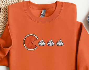 Embroidered Pumpkin Pie Sweatshirt, Pumpkin Pie Whipped Cream Sweatshirt, Thanksgiving Sweatshirt, Thanksgiving Shirt, Fall Sweatshirt