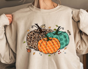 Camisa Love Fall Y'All, camisa de otoño con estampado de calabaza leopardo, hola calabaza, vibraciones de otoño, paz, amor, acción de gracias, camisa familiar de Acción de Gracias