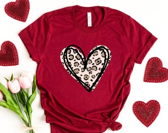 Leopard Print Valentines Day Shirt, Valentines Day Shirt, Heart Shirt, Cute Valentine Shirt, Valentines Day Gift, Cheetah Valentines