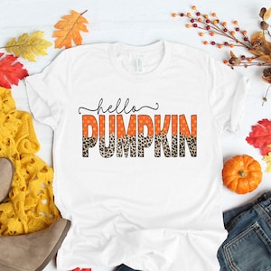 Hello Pumpkin, Love Fall Y&#39;All Shirt, Leopard Print Fall Shirt, Thanksgiving, Fall Vibes, Peace Love Thanksgiving, Family Thanksgiving Shirt