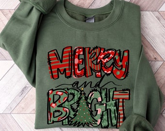 Merry and Bright Sweatshirt, Christmas Shirts, Family Christmas Hoodies, Christmas Sweatshirts for Women, Merry Christmas Sweatshirt