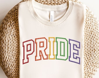 Embroidered Pride Sweatshirt, Embroidered Lgbt Shirt, Embroidered Pride Shirt, LGBT Friendly Shirt, LGBT Support Shirt, Rainbow Shirt