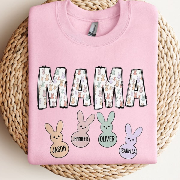 Custom Easter Mama Sweatshirt With Kids Names, Mama Easter Sweater, Mom Easter Shirt, Cute Easter Shirt, Mamas Bunnies Shirt, Easter Gift