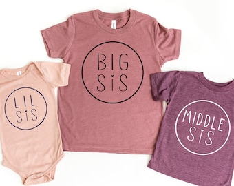 Big Sister shirt, Middle Sister shirt, Little Sister Shirt, Sister Shirts Pregnancy Announcement, Baby Announcement Shirt