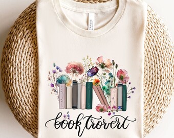 Book Overt Shirt, Flower Books Shirt, Gift for Book Lover, Reading Shirt, Book With Flowers, Floral Books, Gift for Bookworms, Teacher Gift