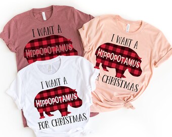 I want a Hippopotamus for Christmas, Hippopotamus Shirt, Christmas Shirt, New Year Shirt,Most Wonderful Time of The Year Shirt