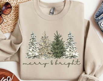 Merry and Bright Sweatshirt, Christmas Shirts, Family Christmas Hoodies, Christmas Sweatshirts for Women, Merry Christmas Sweatshirt