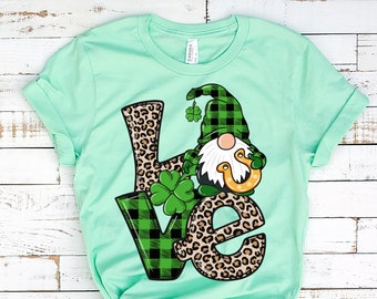 LOVE Patrick Day Gnomes Shirt, St. Patricks Day Shirt, Shamrock Lucky Lips, Four Leaf Clover, Shamrock Shirts, Patrick's Day, Irish Shirt