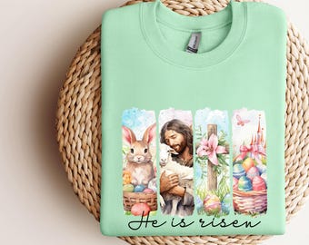 Easter Sweatshirt - He Is Risen Sweatshirt - Jesus Easter Shirt - Easter Sweatshirt For Women - Cute Easter Outfit - Church Easter Shirt