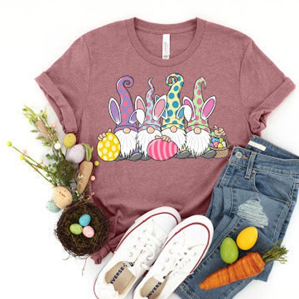 Happy Easter, Easter Gnomes Shirt, Easter Gnomes Cute Bunny Shirt, Gnomes Easter Shirt, Bunny With Glasses Shirt, Easter Shirt,Easter Tee