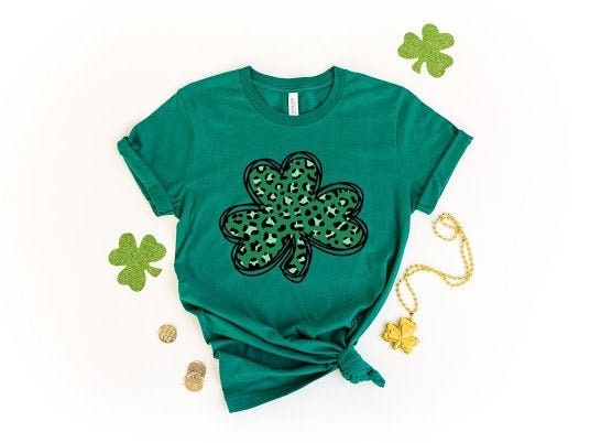 Leopard Print Shamrock Shirt, St. Patricks Day Shirt