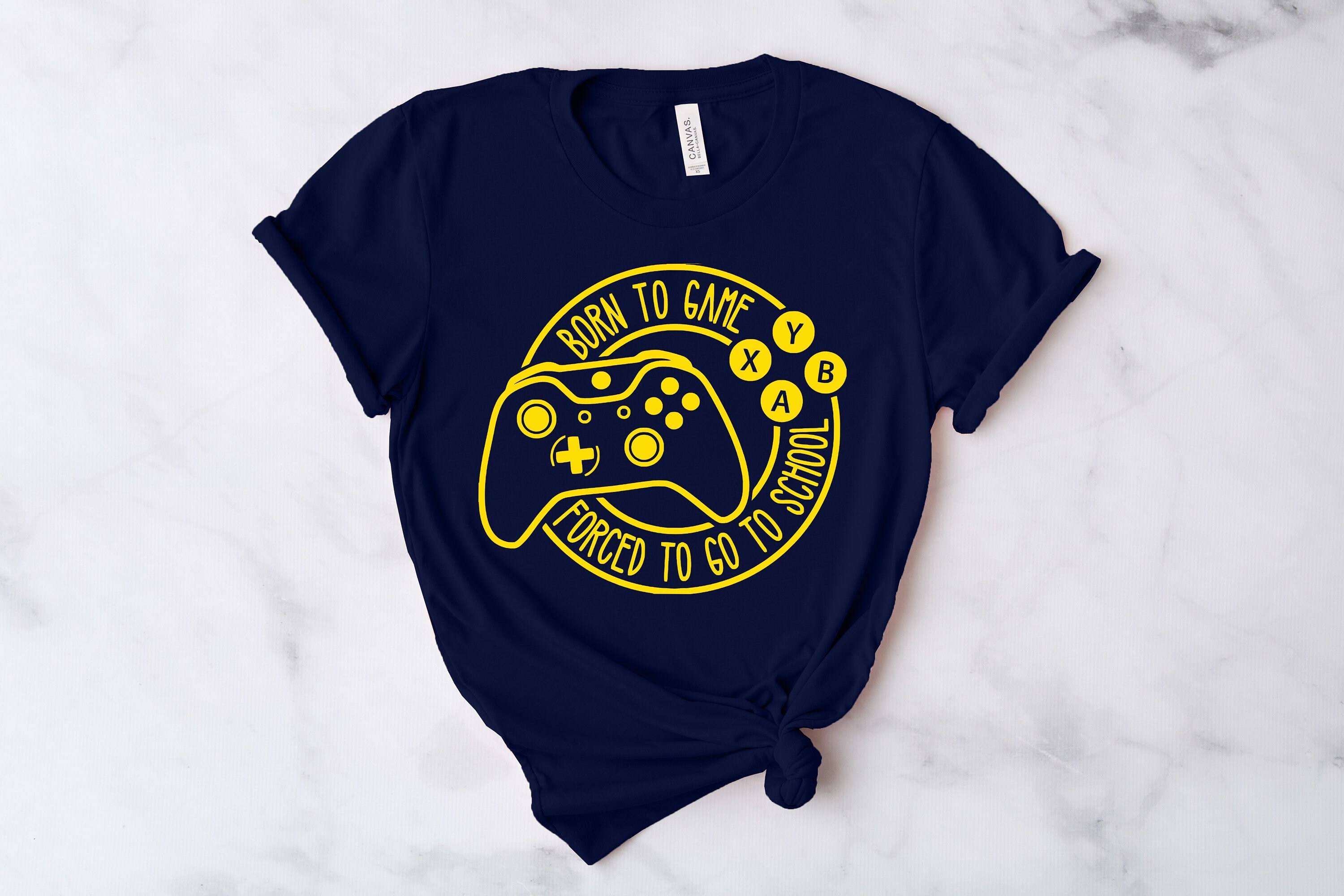 T-shirt - Born to Game, Forcé d'aller à l'école [Jeux]-[dur]-[152]-[12-13