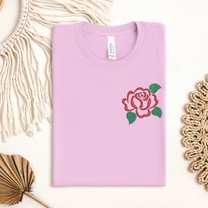 Embroidered Rose Shirt, Embroidered Red Rose Sweatshirt, Embroidered ...
