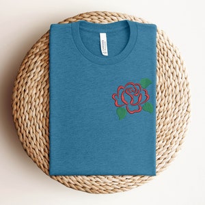 Embroidered Rose Shirt, Embroidered Red Rose Sweatshirt, Embroidered ...
