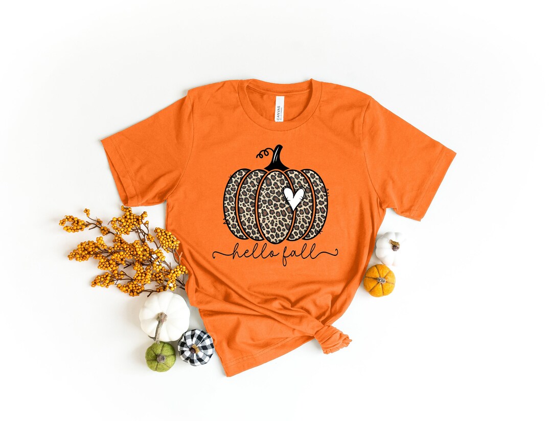 Hello Fall Leopard Print Pumpkin, Fall Vibes Shirt, Happy Fall Y'all ...