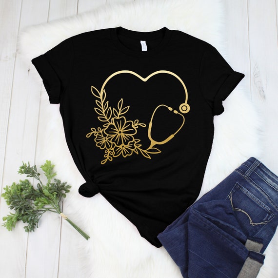 Floral Stethoscope Nurse Shirt, Nurse Life Shirt, Registered Nurse Shirt, RN Shirts, Nurse Week Shirt, CNA Shirt, Nursing, Nursing School