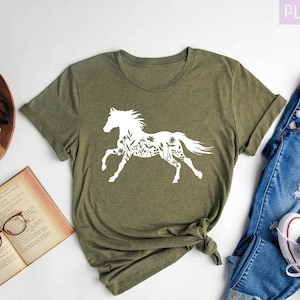 Floral Horse Shirt, Gift For Horse Lovers, Horse Lover Shirt, Horse Lover Gift, Cowgirl, Riding Tee, Girls Horse, Animal Lover Shirt