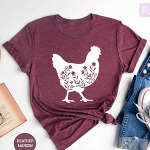 Floral Chicken Shirt, Chicken Shirt, Farm Shirt, Chicken Lover Shirt, Women&#39;s Chicken Shirt, Farm Tees, Chicken Whisperer, Farm Girl Shirt