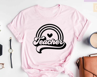 Camiseta de maestro, camiseta arcoíris para maestro, camisetas para maestro de educación especial, regalo para maestro, jardín de infantes y primaria