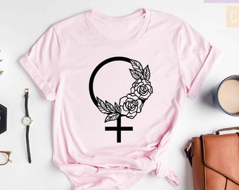 Female Shirt, Female Symbol Shirt, Floral Female Symbol Shirt, Feminist Shirt, Feminism Shirt, Feminist Movement, Women Rights, Gift for Her