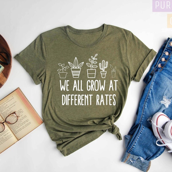 We All Grow At Different Rates Teacher Shirt Special Education Teacher Tees Shirt Gift For Teacher Kindergarten Elementary