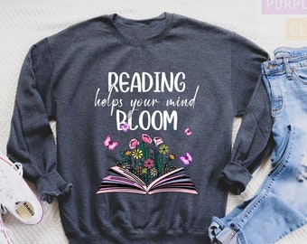 Floral Book Sweatshirt: Book Lover Gift