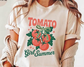 Summer Tomato Girl Shirt, Tomato Shirt, Fresh Garden Vegetable Shirt, Cute Farmers Market Tee, Tomato Lovers Summer Shirt, Farmer Girl Shirt