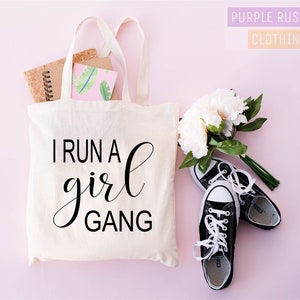 I Run A Girl Gang Tote Bag, Zipper Tote Bag, Mom Tote Bag With Zipper, Christian Tote Bag, Tote Bag Aesthetic,Reusable Tote Bag,Shoulder Bag