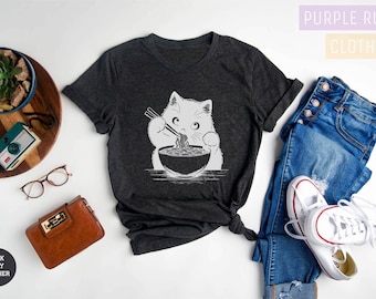 Ramen Cat Shirt: Noodle Bowl, Funny Cat Lover Tee