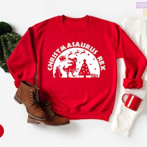 Christmasaurus Rex, Christmas Sweatshirt, Christmas Sweatshirt, Christmas Crewneck Dinosaur Sweatshirt, Gift for Kids, Gift for Christmas