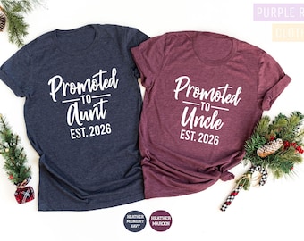 Promoted to Uncle and Aunt Est 2026, Baby Announcement, Pregnancy Shirt, Aunt Reveal, Aunt Shirt, Uncle Reveal Shirt, Family Established