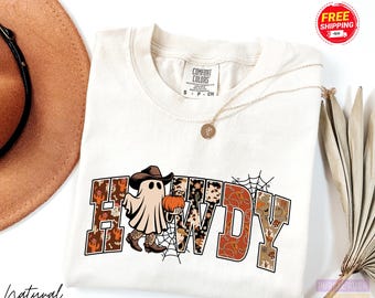 Halloween Cowboy Howdy Ghost Shirt, Rustic Western Pumpkin Ghost Tee, Halloween Trick Or Treat T-Shirt, Spooky Ghost Shirt, Sppoky Season
