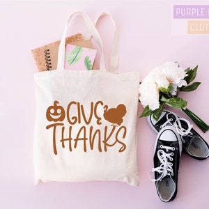 Give Thanks, Thanksgiving Gift, Happy Thanksgiving, Halloween Tote Bag, Funny Thanksgiving, Tote Bag With Zipper, Jumbo Bag, Gift For Her